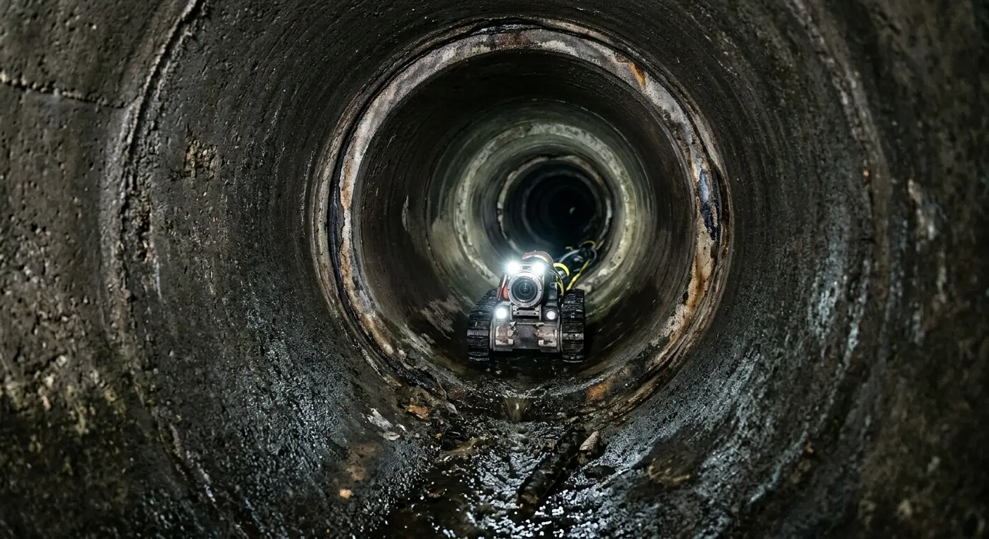 Robotic sewer camera inspecting pipe interior for Sewer Line Repair in Rapid Valley